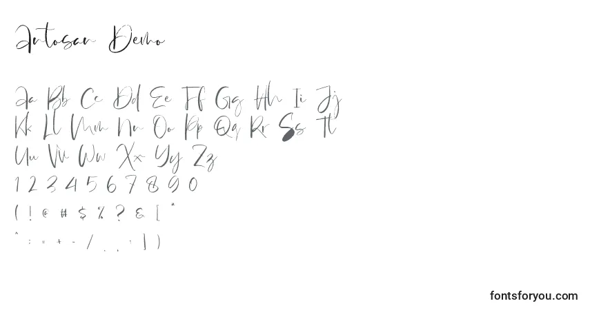 Antosan Demo (119777)-fontti – aakkoset, numerot, erikoismerkit