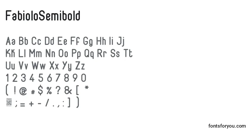 A fonte FabioloSemibold – alfabeto, números, caracteres especiais