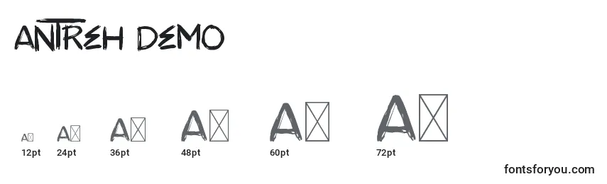 Размеры шрифта ANTREH DEMO (119780)