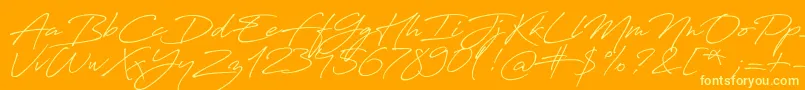 Weitere Informationen zur Antro Vectra Bolder-Schriftart Antro Vectra Bolder-Schriftart – Gelbe Schriften auf orangefarbenem Hintergrund