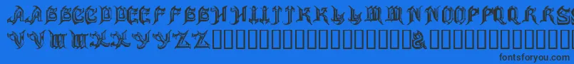 ANVIL-Schriftart – Schwarze Schriften auf blauem Hintergrund