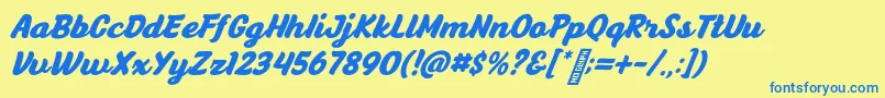 Saiba mais sobre a fonte AnyelirScript BoldItalic Fonte AnyelirScript BoldItalic – fontes azuis em um fundo amarelo