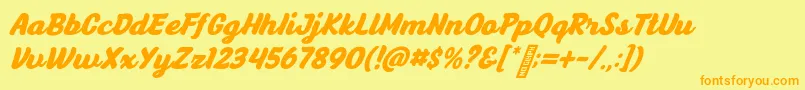 AnyelirScript BoldItalic Font – Orange Fonts on Yellow Background