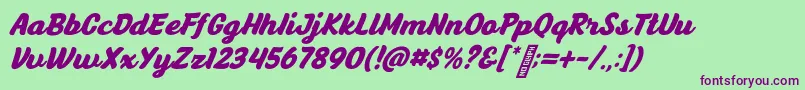 AnyelirScript BoldItalic Font – Purple Fonts on Green Background