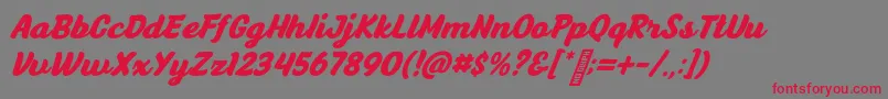 フォントAnyelirScript BoldItalic – 赤い文字の灰色の背景