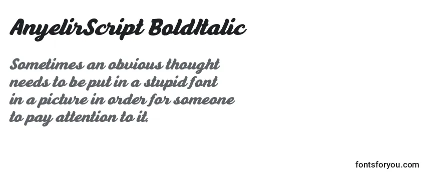 フォントAnyelirScript BoldItalic