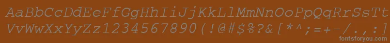 フォントCourierOblique – 茶色の背景に灰色の文字