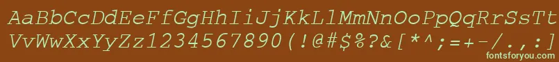 Шрифт CourierOblique – зелёные шрифты на коричневом фоне