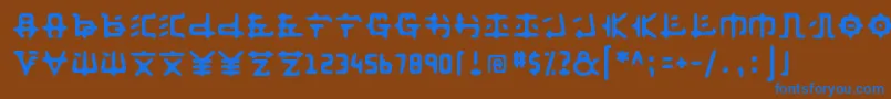 フォントAnyong   – 茶色の背景に青い文字