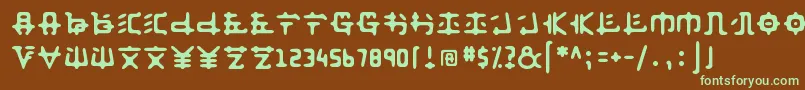 フォントAnyong   – 緑色の文字が茶色の背景にあります。