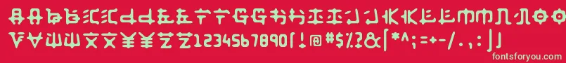 フォントAnyong   – 赤い背景に緑の文字