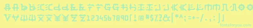 フォントAnyong   – 黄色い背景に緑の文字