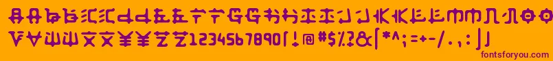 Anyong  -fontti – violetit fontit oranssilla taustalla
