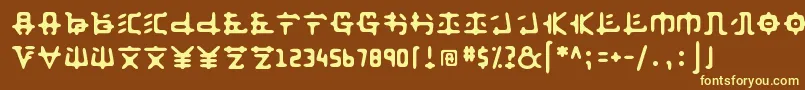 Anyong  -Schriftart – Gelbe Schriften auf braunem Hintergrund