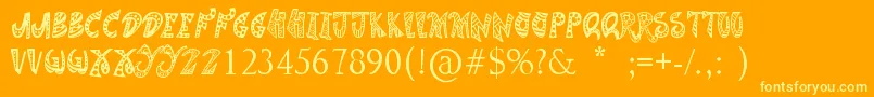 Anywhere But Home-fontti – keltaiset fontit oranssilla taustalla