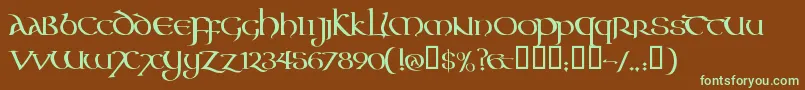フォントAONCC    – 緑色の文字が茶色の背景にあります。