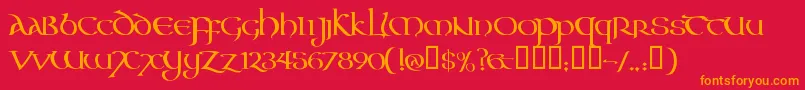 フォントAONCC    – 赤い背景にオレンジの文字