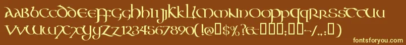 AONCC   -fontti – keltaiset fontit ruskealla taustalla