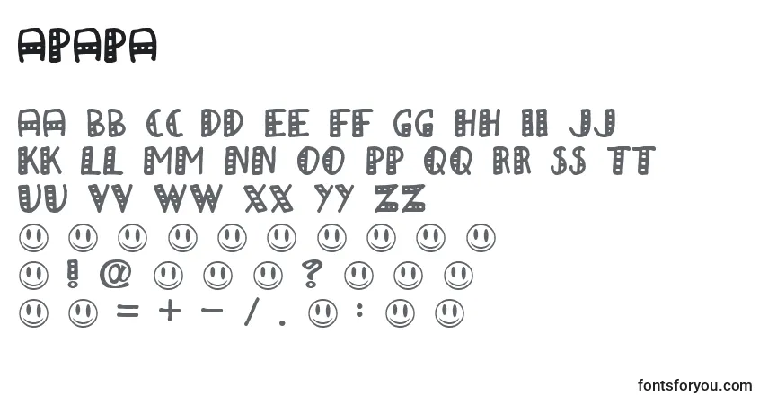 Schriftart APAPA (119797) – Alphabet, Zahlen, spezielle Symbole