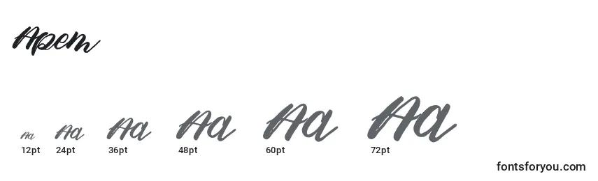 Размеры шрифта Apem