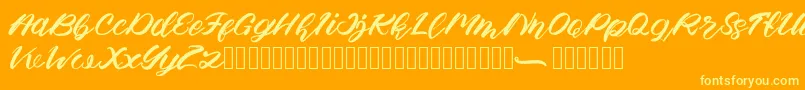 Apem-Schriftart – Gelbe Schriften auf orangefarbenem Hintergrund