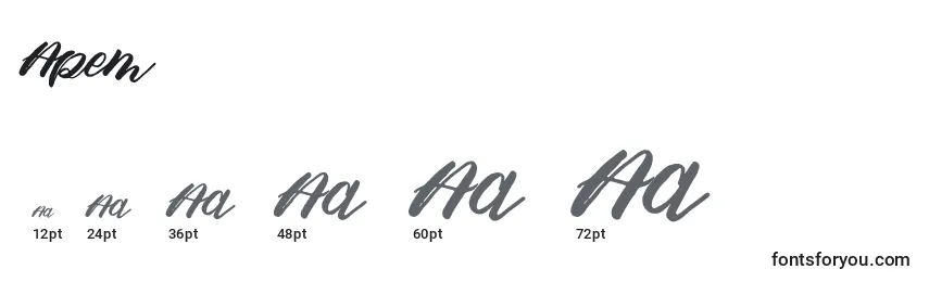 Größen der Schriftart Apem (119799)