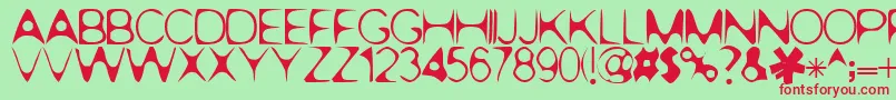 Pop.1280-fontti – punaiset fontit vihreällä taustalla