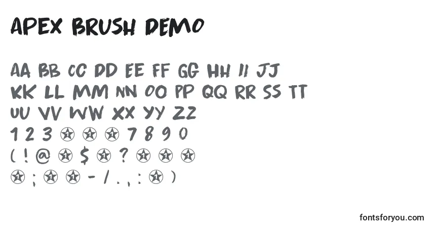 Шрифт Apex Brush DEMO – алфавит, цифры, специальные символы