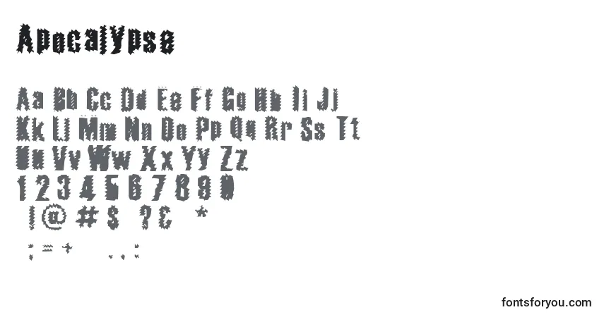 Czcionka Apocalypse (119802) – alfabet, cyfry, specjalne znaki