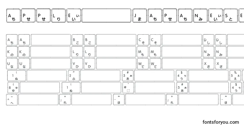 Czcionka Apple Japanese Keyboard – alfabet, cyfry, specjalne znaki