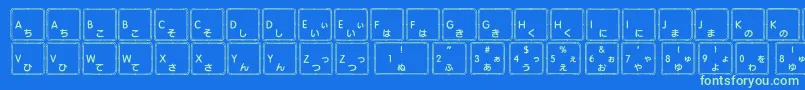 フォントApple Japanese Keyboard – 青い背景に緑のフォント