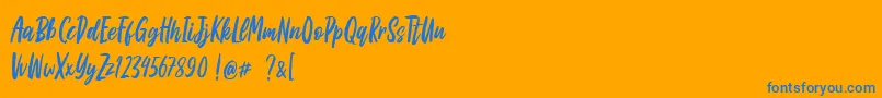 Apricat-Schriftart – Blaue Schriften auf orangefarbenem Hintergrund