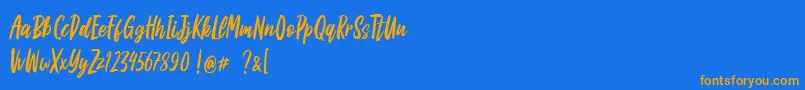 Apricat-Schriftart – Orangefarbene Schriften auf blauem Hintergrund