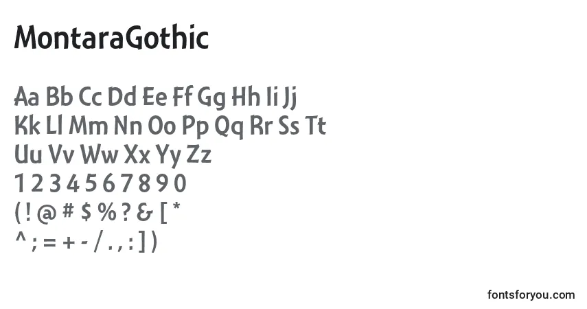 MontaraGothic-fontti – aakkoset, numerot, erikoismerkit
