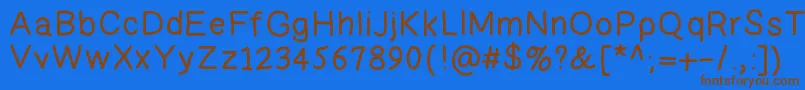 フォントApril – 茶色の文字が青い背景にあります。