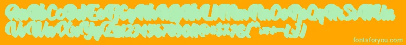 Aprilea Extruded Demo-Schriftart – Grüne Schriften auf orangefarbenem Hintergrund