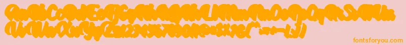 Aprilea Extruded Demo-Schriftart – Orangefarbene Schriften auf rosa Hintergrund