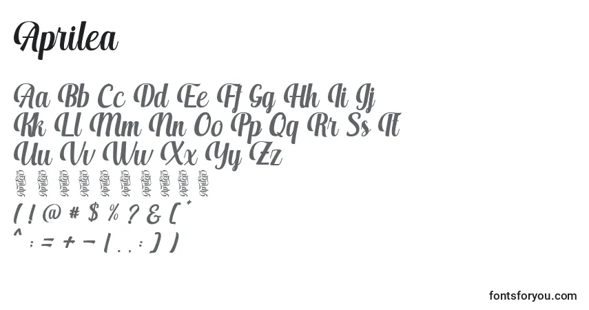 A fonte Aprilea – alfabeto, números, caracteres especiais