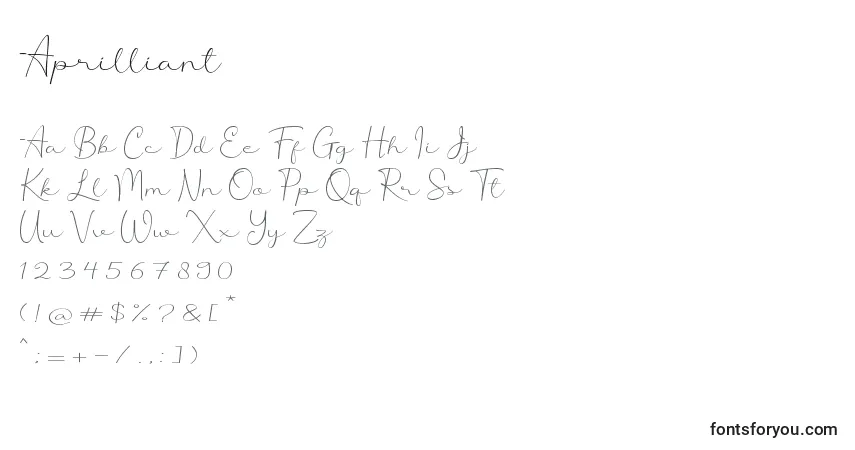 Шрифт Aprilliant – алфавит, цифры, специальные символы