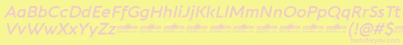 Aquawax Pro DemiBold Italic trial Font – Pink Fonts on Yellow Background