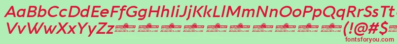 Aquawax Pro DemiBold Italic trial Font – Red Fonts on Green Background