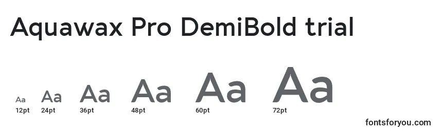 Размеры шрифта Aquawax Pro DemiBold trial