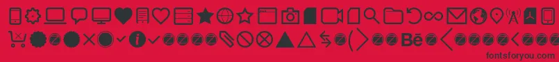 Aquawax Pro Pictograms Regular-Schriftart – Schwarze Schriften auf rotem Hintergrund