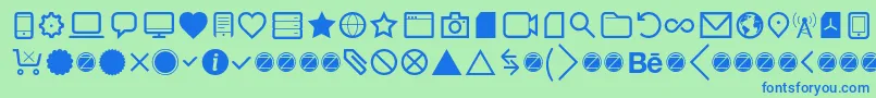 Aquawax Pro Pictograms Regular Font – Blue Fonts on Green Background