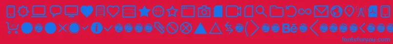 Aquawax Pro Pictograms Regular Font – Blue Fonts on Red Background