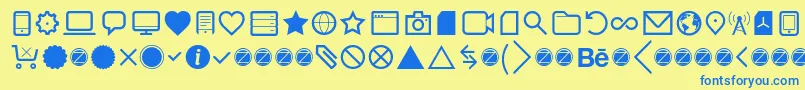 Aquawax Pro Pictograms Regular-Schriftart – Blaue Schriften auf gelbem Hintergrund