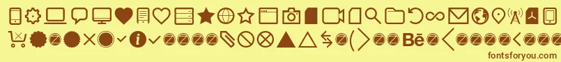 Aquawax Pro Pictograms Regular-fontti – ruskeat fontit keltaisella taustalla