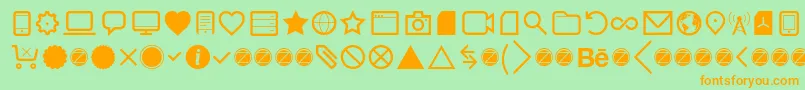 Aquawax Pro Pictograms Regular Font – Orange Fonts on Green Background