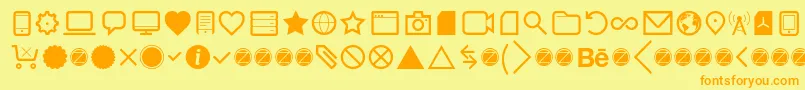 Aquawax Pro Pictograms Regular-Schriftart – Orangefarbene Schriften auf gelbem Hintergrund