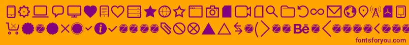 Aquawax Pro Pictograms Regular-Schriftart – Violette Schriften auf orangefarbenem Hintergrund